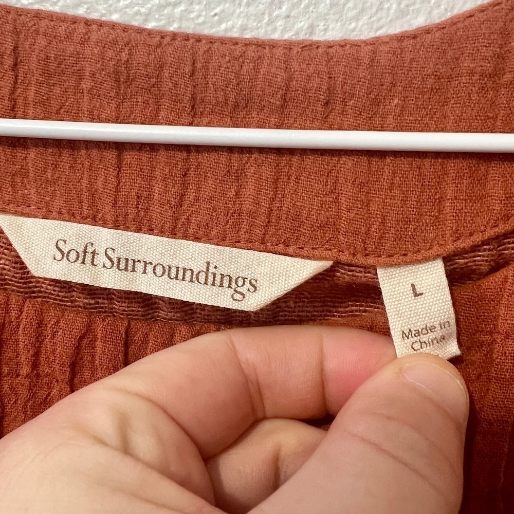 Soft Surroundings Rust Zipper Pocket Tunic Blouse - Large - Picture 8 of 9